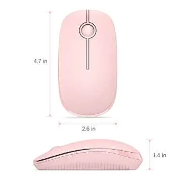 VssoPlor Wireless Mouse, 2.4G Slim Portable Computer Mice with Nano Receiver for Notebook, PC, Laptop, Computer (Pure Pink)