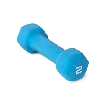 Cap Color Neoprene Dumbbell for Muscle Toning, Strength Building, Weight Loss - Portable Weights for Home Gym Non-Slip and Hex Shape - Sold by Pairs (b. 2LB Pair (2LB X 2))