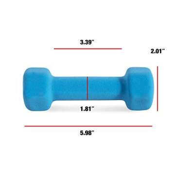 Cap Color Neoprene Dumbbell for Muscle Toning, Strength Building, Weight Loss - Portable Weights for Home Gym Non-Slip and Hex Shape - Sold by Pairs (b. 2LB Pair (2LB X 2))