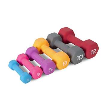 Cap Color Neoprene Dumbbell for Muscle Toning, Strength Building, Weight Loss - Portable Weights for Home Gym Non-Slip and Hex Shape - Sold by Pairs (b. 2LB Pair (2LB X 2))