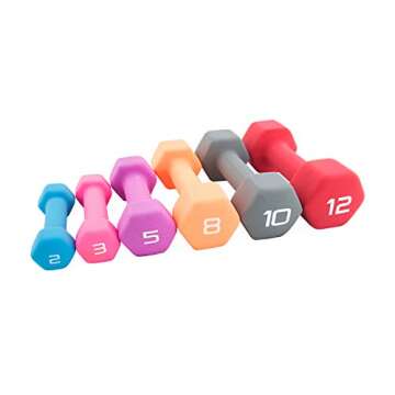 Cap Color Neoprene Dumbbell for Muscle Toning, Strength Building, Weight Loss - Portable Weights for Home Gym Non-Slip and Hex Shape - Sold by Pairs (b. 2LB Pair (2LB X 2))