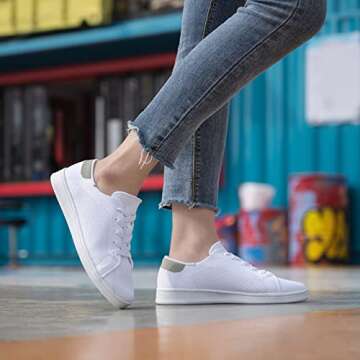 Stylish Wryweir Women's Athletic Tennis Shoes - Comfortable White Sneakers