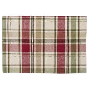 DII Fall & Thanksgiving Dining Table Décor Reusable Cotton Fabric, Placemat Set, 13x19, Rustic Homespun Plaid, 4 Piece