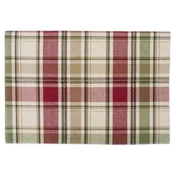 DII Fall Cotton Placemat Set, Rustic Homespun Plaid