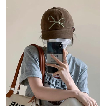 Bow-Tie Baseball Cap for Women Fashion Sun Hats for Women Trucker Hat Y2k Sun Cap Visor Cap Hiking Travel Trendy 2024 Beige