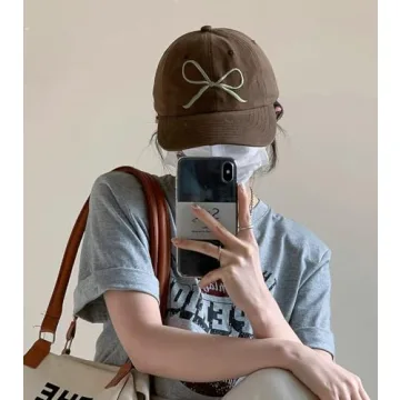 Bow-Tie Baseball Cap for Women Fashion Sun Hats for Women Trucker Hat Y2k Sun Cap Visor Cap Hiking Travel Trendy 2024 Beige