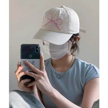 Bow-Tie Baseball Cap for Women Fashion Sun Hats for Women Trucker Hat Y2k Sun Cap Visor Cap Hiking Travel Trendy 2024 Beige