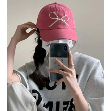 Bow-Tie Baseball Cap for Women Fashion Sun Hats for Women Trucker Hat Y2k Sun Cap Visor Cap Hiking Travel Trendy 2024 Beige
