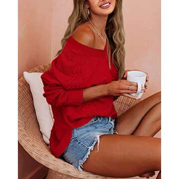 Tutorutor Womens Cute Heart Love Print Sweater Tops Oversized V Neck Dot Ball Loose Knitted Spring Jumper Pullovers