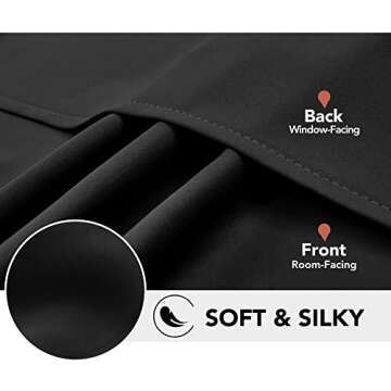 Deconovo Blackout Grommet Curtains - Oeko-TEX Certified Thermal Insulated, Noise-Reducing, Drapes, Sustainable & Easy Care for Bedroom, Living Room, Office - Black, 42W x 63L Inch