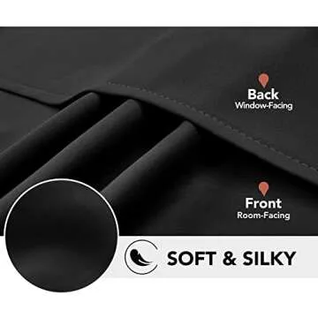 Deconovo Blackout Grommet Curtains - Oeko-TEX Certified Thermal Insulated, Noise-Reducing, Drapes, Sustainable & Easy Care for Bedroom, Living Room, Office - Black, 42W x 63L Inch