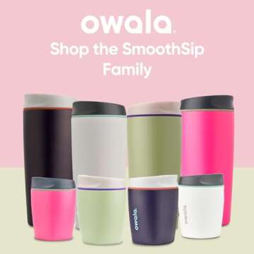 Owala SmoothSip Insulated Stainless Steel Coffee Tumbler, Reusable Iced Coffee Cup, Hot Coffee Travel Mug, Perfect for Cappuccino, BPA Free, 10 oz, Green (Hip Cactus)