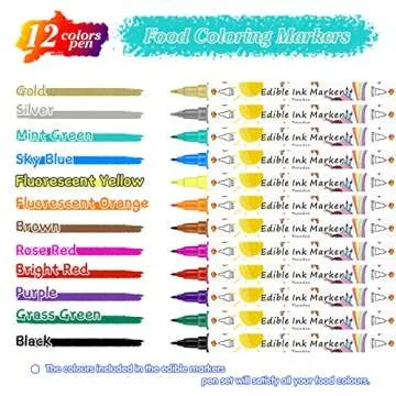Food Coloring Marker Pens,12Pcs Dual Sided Food Grade and Edible Markers with Fine&Thick Tip,Edible ...