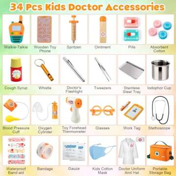 EFO SHM 34-Piece Kids Doctor Playset for Ages 3-5