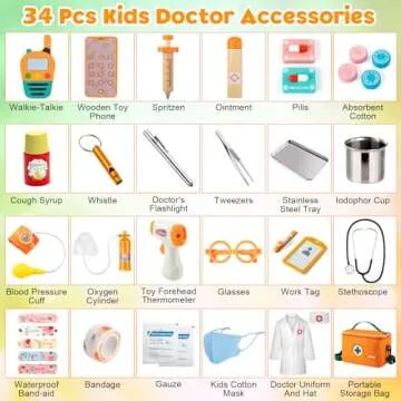 EFO SHM 34-Piece Kids Doctor Playset for Ages 3-5