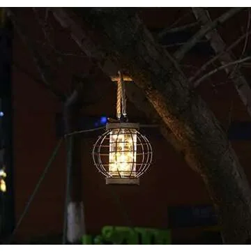 JHY DESIGN Metal Cage LED Lantern Battery Powered,7.3" Tall Cordless Accent Light with 20pcs Fairy Lights.Great for Weddings, Parties, Patio, Events for Indoors/Outdoors.