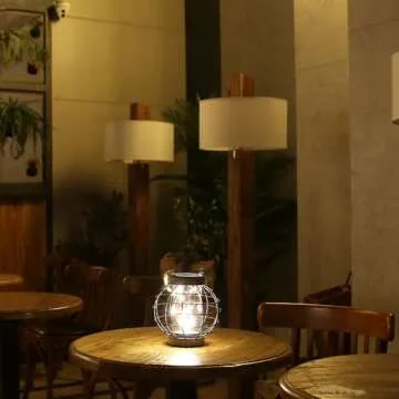 JHY DESIGN Metal Cage LED Lantern Battery Powered,7.3" Tall Cordless Accent Light with 20pcs Fairy Lights.Great for Weddings, Parties, Patio, Events for Indoors/Outdoors.