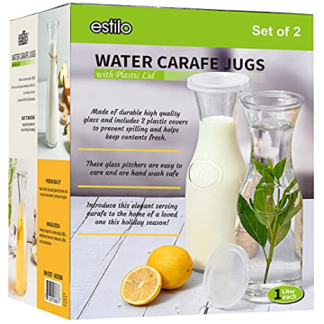 Estilo 1L Glass Carafe Set of 2 with Lid