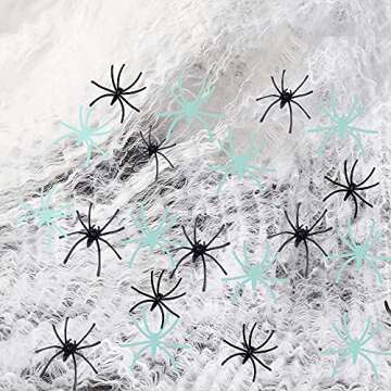300 Sqft Halloween Spider Web Decorations, with 10 Glow and 10 Black Fake Spiders, Halloween Decorations Outdoor Large Stretch Spider Web Cobwebs Indoor (300 sqft Web+20 Spider)