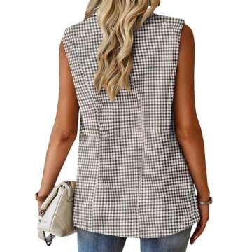 Plaid Blazers Vest for Women Sleeveless Business Casual Plus Size Blazer Vests Work Professional Fall Winter Clothes Outfits for Women 2024 KG XL
