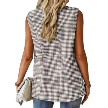 Plaid Blazers Vest for Women Sleeveless Business Casual Plus Size Blazer Vests Work Professional Fall Winter Clothes Outfits for Women 2024 KG XL