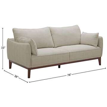 Amazon Brand – Stone & Beam Hillman Mid-Century Sofa Couch with Wood Base and Legs, 78"W, Ivory
