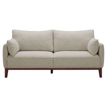 Amazon Brand – Stone & Beam Hillman Mid-Century Sofa Couch with Wood Base and Legs, 78"W, Ivory
