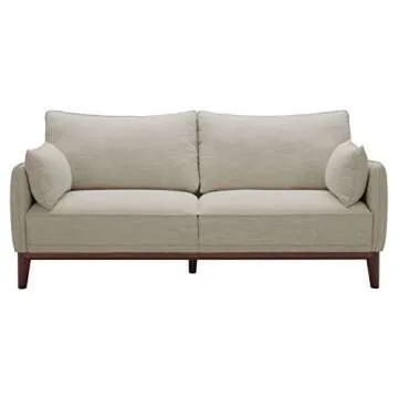 Amazon Brand – Stone & Beam Hillman Mid-Century Sofa Couch with Wood Base and Legs, 78"W, Ivory
