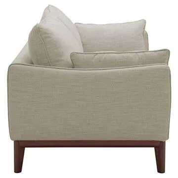 Amazon Brand – Stone & Beam Hillman Mid-Century Sofa Couch with Wood Base and Legs, 78"W, Ivory