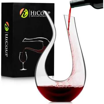 HiCoup Crystal Wine Decanter with Aerator - 750mL