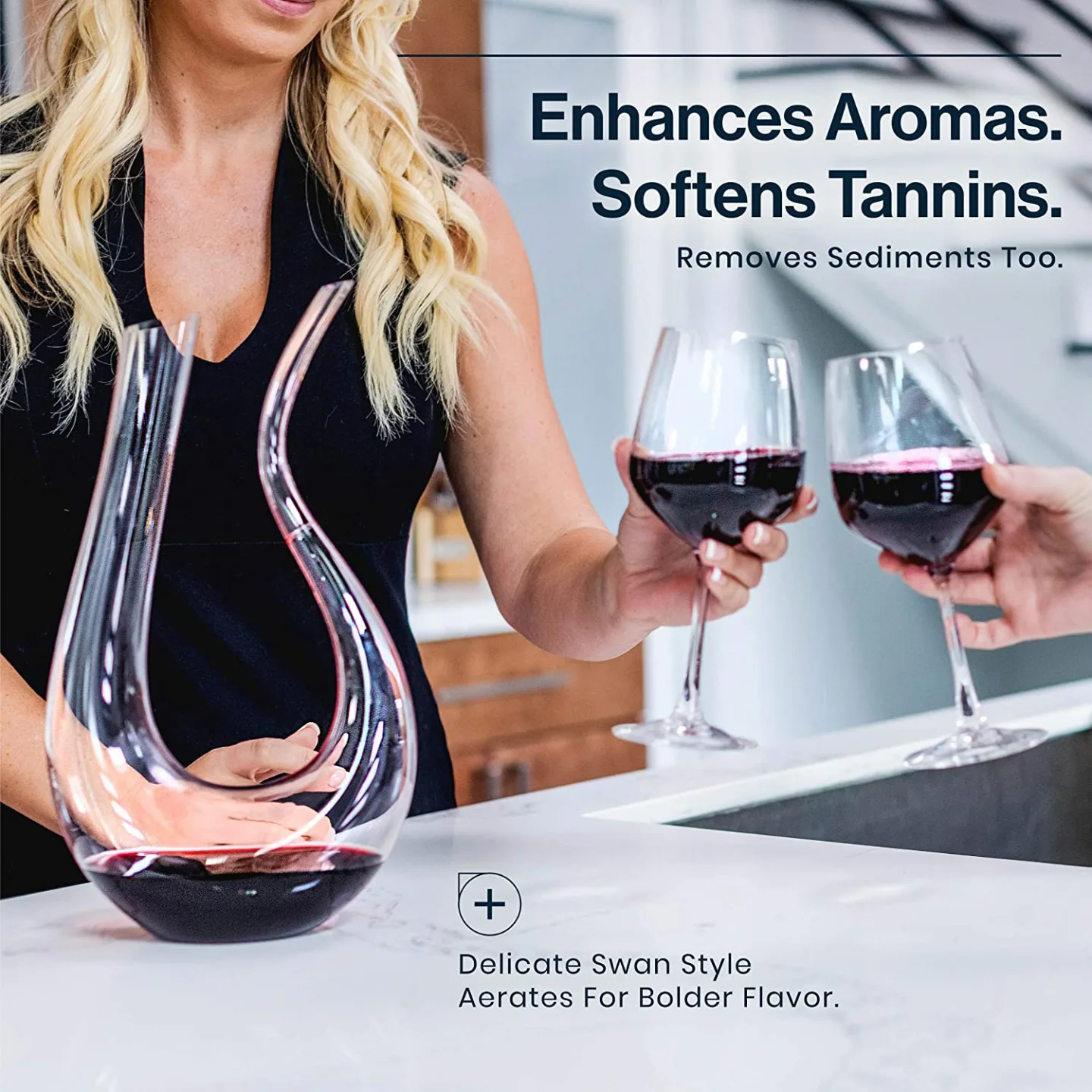 HiCoup Crystal Wine Decanter with Aerator - 750mL