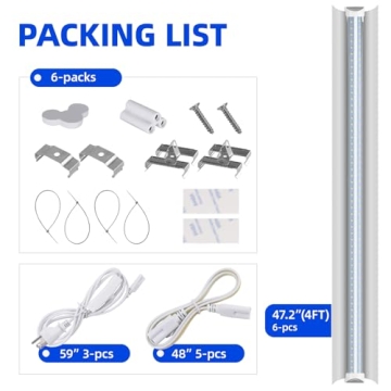 Barrina Plant Grow Light, 4FT 5000K Full Spectrum White, 252W(6 x 42W), T8 LED Grow Light, Growing Lamp Fixture, Plant Light for Indoor Plant, 6-Pack