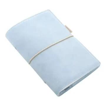Filofax Domino Soft Organizer, Personal Size, Pale Blue - Smooth, Leather-Look, Grain Effect, Tactile, Six Rings, Week-to-View Calendar Diary, Multilingual, 2025 (C022578-25)