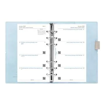 Filofax Domino Soft Organizer, Personal Size, Pale Blue - Smooth, Leather-Look, Grain Effect, Tactile, Six Rings, Week-to-View Calendar Diary, Multilingual, 2025 (C022578-25)