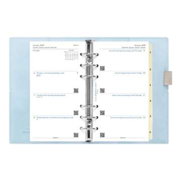 Filofax Domino Soft Organizer, Personal Size, Pale Blue - Smooth, Leather-Look, Grain Effect, Tactile, Six Rings, Week-to-View Calendar Diary, Multilingual, 2025 (C022578-25)