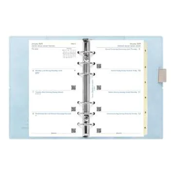 Filofax Domino Soft Organizer, Personal Size, Pale Blue - Smooth, Leather-Look, Grain Effect, Tactile, Six Rings, Week-to-View Calendar Diary, Multilingual, 2025 (C022578-25)