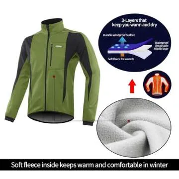 ARSUXEO Winter Warm UP Thermal Softshell Cycling Jacket Windproof Waterproof 15-k