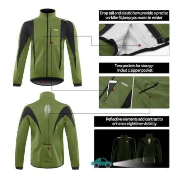 ARSUXEO Winter Warm UP Thermal Softshell Cycling Jacket Windproof Waterproof 15-k