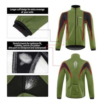 ARSUXEO Winter Warm UP Thermal Softshell Cycling Jacket Windproof Waterproof 15-k