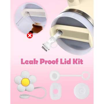 Toykee Cup Boot with Accessories for Stanley 40 30 oz - Cute Black White Flower Straw Toppers Cover Bottom Protector Leak Proof Lid Spill Stopper Sets, and Keychain Charms for Tumbler