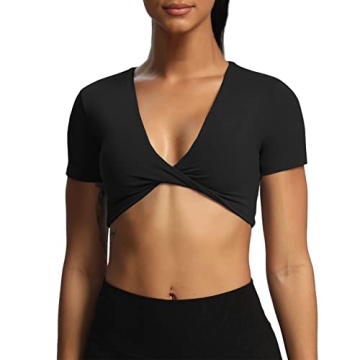 Aoxjox Sienna Twist Deep V Crop Top for Women