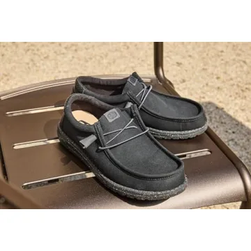 HEYDUDE Wally Hex Black Comfortable Slip-On Loafers for Men