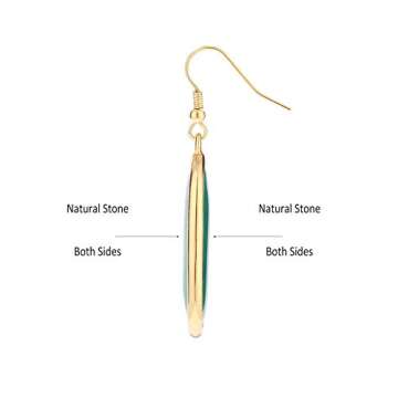 BaubleStar Natural Crystal Healing Stone Drop Earrings Green Opal Jasper Gemstone Quartz Oval Dangle Gold Fashion Jewelry for Women