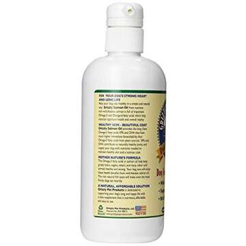 Grizzly Wild Alaskan Salmon Oil Dog Food Supplement Omega 3 Fatty Acids, 16 oz