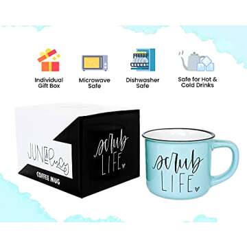 Nurse Mug for Women "Scrub Life" Mug with Gift Box - Cute Ceramic Camping Coffee Mug for Nurse Practitioner, Doctor, and Dental Assistant - 15 oz Accessories Microwave and Dishwasher Safe