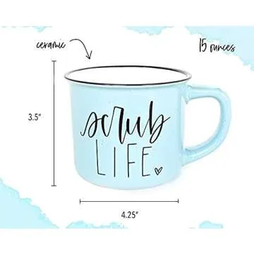 Nurse Mug for Women "Scrub Life" Mug with Gift Box - Cute Ceramic Camping Coffee Mug for Nurse Practitioner, Doctor, and Dental Assistant - 15 oz Accessories Microwave and Dishwasher Safe