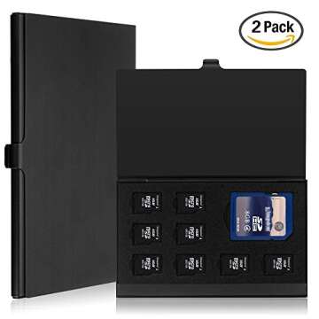 SD Memory Card Aluminum Case, SENHAI Micro SD Card Storage Protective Holder, 2 Pack - Black