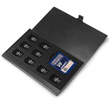 SD Memory Card Aluminum Case, SENHAI Micro SD Card Storage Protective Holder, 2 Pack - Black