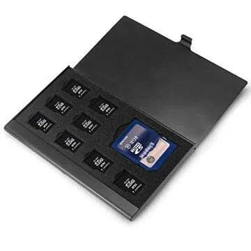 SD Memory Card Aluminum Case, SENHAI Micro SD Card Storage Protective Holder, 2 Pack - Black
