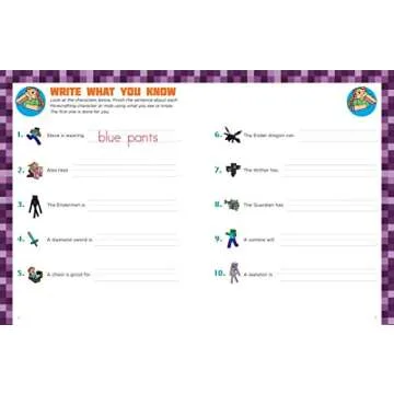 Fun Minecraft Writing Workbook for Kids Aged 7-12